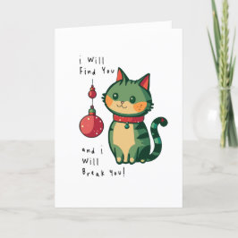 Ondeugend Kerstmis Kat Bedankkaart