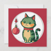 Ondeugend Kerstmis Kat Vakantie Party Kaart (Voorkant)