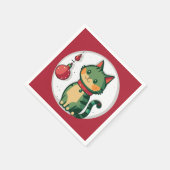 Ondeugend Kerstmis Kat Vakantie Party Servet (Hoek)