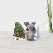 Ondeugend konijntje Kerstmis Kaart (Voorkant)