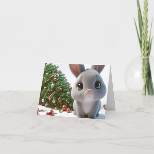 Ondeugend konijntje Kerstmis Kaart (Voorkant)