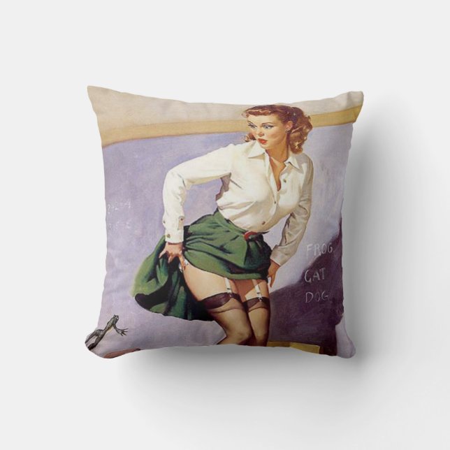  Ondeugend Leraar Pin Up Kussen (Voorkant)