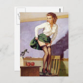 Ondeugend Leraar Pin Up Meisje Briefkaart (Voorkant / Achterkant)