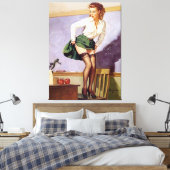 Ondeugend Leraar Pin Up Meisje Canvas (Insitu (Slaapkamer))