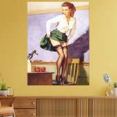 Ondeugend Leraar Pin Up Meisje Canvas (Insitu (Woonkamer))
