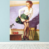 Ondeugend Leraar Pin Up Meisje Canvas (Insitu (Houten vloer))
