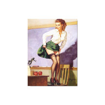 Ondeugend Leraar Pin Up Meisje Canvas