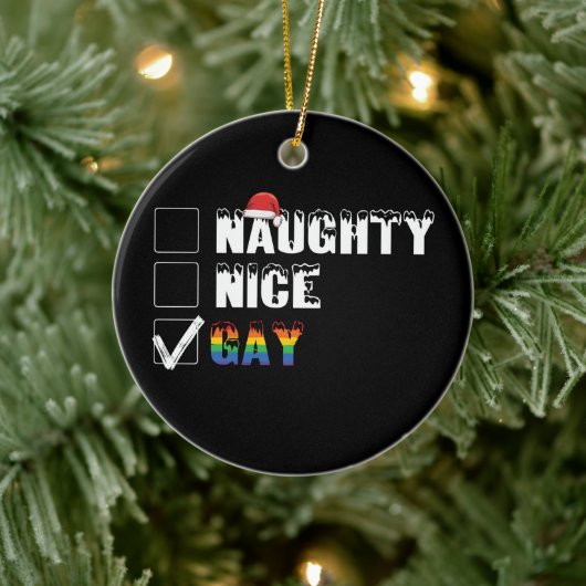 Ondeugend Leuk Gay Rainbow Pride LGBT Kerstcadeau Keramisch Ornament (Boom)