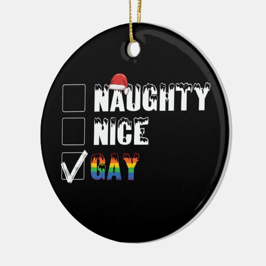 Ondeugend Leuk Gay Rainbow Pride LGBT Kerstcadeau Keramisch Ornament (Links)
