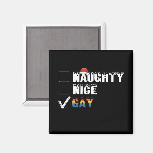 Ondeugend Leuk Gay Rainbow Pride LGBT Kerstcadeau Magneet (Voorkant / Achterkant)