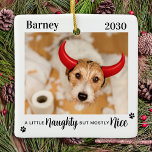 Ondeugend Leuk Grappig Hond Pet Foto Kerstmis Keramisch Ornament<br><div class="desc">Een beetje ondeugend, maar vooral leuk! Introductie van ons nieuwe gepersonaliseerde ornament collectie - Een beetje stout, maar meestal leuk! Onze moderne en leuke ornamenten zijn de perfecte aanvulling op uw kerstboom dit vakantieseizoen. Onze ornamenten zijn ontworpen voor dierenliefhebbers en zijn voorzien van leuke en grappige afbeeldingen van je harige...</div>