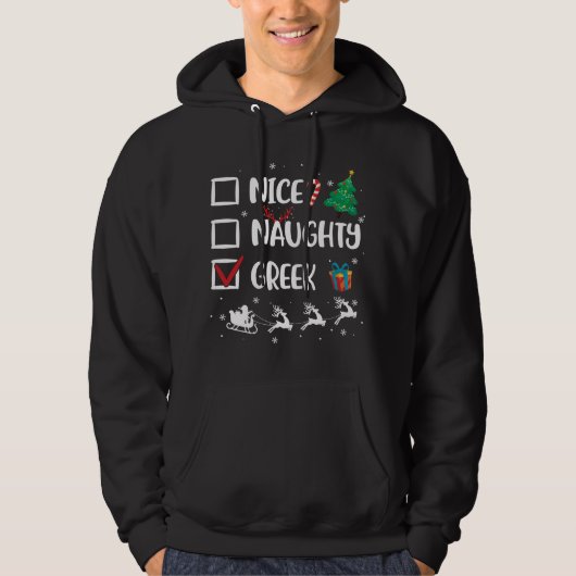 Ondeugend Leuk Grieks Kerstmis Grappig Kerstmis Ho Hoodie (Voorkant)