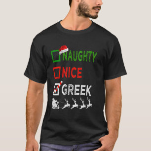 Ondeugend Leuk Grieks Kerstmis Pyjama Grappige San T-shirt
