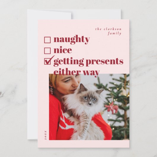 Ondeugend, leuk, hoe dan ook Cadeaus krijgen Feestdagenkaart (Voorkant)