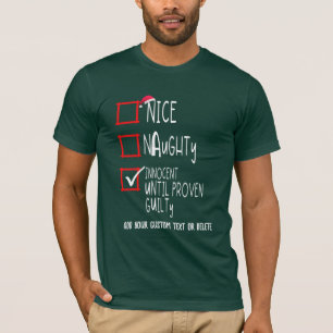 Ondeugend Leuk Onschuldig Kerstmis Grappig Checkli T-shirt
