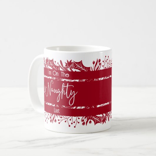 Ondeugend Lijst Feestelijke en Speelse Kerst Mok (Voorkant links)