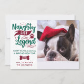 Ondeugend Lijst Legende Gepersonaliseerde Pet Dog Feestdagenkaart (Voorkant)