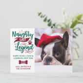 Ondeugend Lijst Legende Gepersonaliseerde Pet Dog Feestdagenkaart (Staand voorkant)