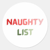 Ondeugend Lijst Rode Kerstmis Leuk Ronde Gift Stic Ronde Sticker (Voorkant)