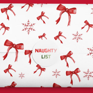 Ondeugend Lijst Rode Kerstmis Leuk Ronde Gift Stic Sticker