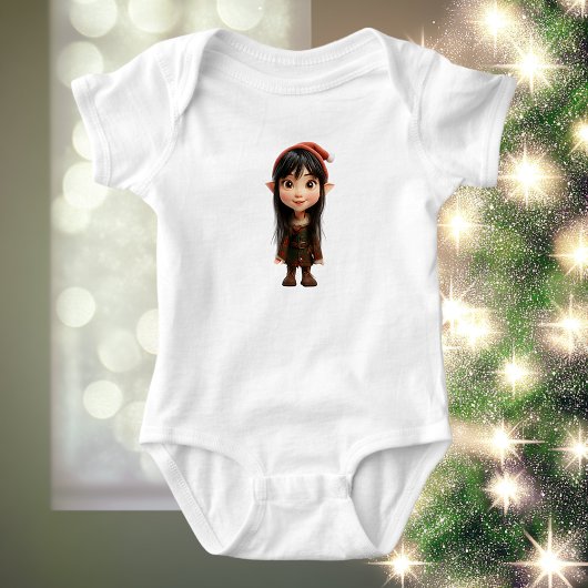 Ondeugend Meisje Kerst Elf Baby Bodysuit