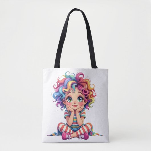Ondeugend meisje met veelkleurig haar Ontdek dit Tote Bag (Voorkant)