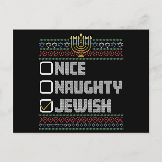 Ondeugend Mooi Joods Santa Lelijk Kerstmis Chanoek Feestdagenkaart (Voorkant)