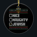 Ondeugend Mooi Joods Santa Lelijk Kerstmis Chanoek Keramisch Ornament<br><div class="desc">Ondeugend Mooi Joods Santa Lelijk Kerstmis Chanoeka</div>