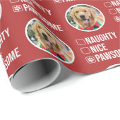 Ondeugend mooi pawsome kerstlijst, hond foto cadeaupapier (Rol Hoek)