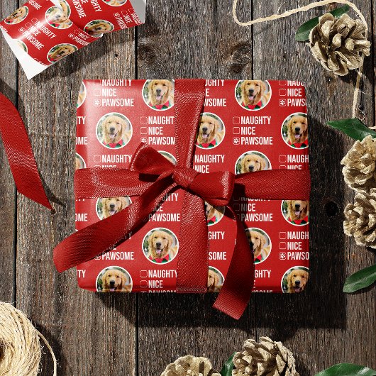 Ondeugend mooi pawsome kerstlijst, hond foto cadeaupapier