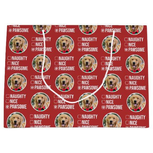 Ondeugend mooi pawsome kerstlijst, hond foto groot cadeauzakje (Voorkant)