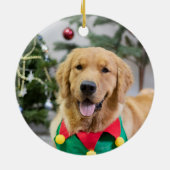 Ondeugend mooi pawsome kerstlijst hond foto keramisch ornament (Achterkant)