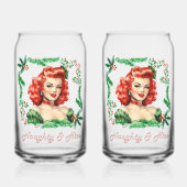 Ondeugend & Mooi Retro Kerstmis Pinup Blikvorm Glas (Voorkant)