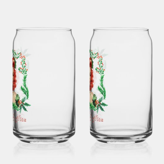 Ondeugend & Mooi Retro Kerstmis Pinup Blikvorm Glas (Links)