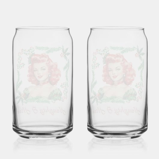 Ondeugend & Mooi Retro Kerstmis Pinup Blikvorm Glas (Achterkant)