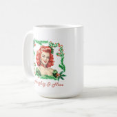 Ondeugend & Mooi Retro Kerstmis Pinup Koffiemok (Voorkant links)