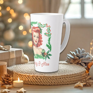 Ondeugend & Mooi Retro Kerstmis Pinup Latte Mok