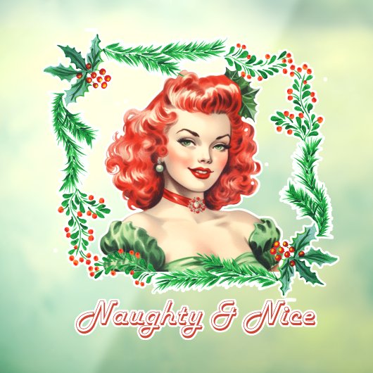 Ondeugend & Mooi Retro Kerstmis Pinup Raamsticker (Vel 3)