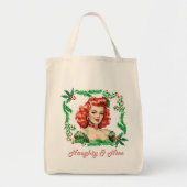 Ondeugend & Mooi Retro Kerstmis Pinup Tote Bag (Voorkant)