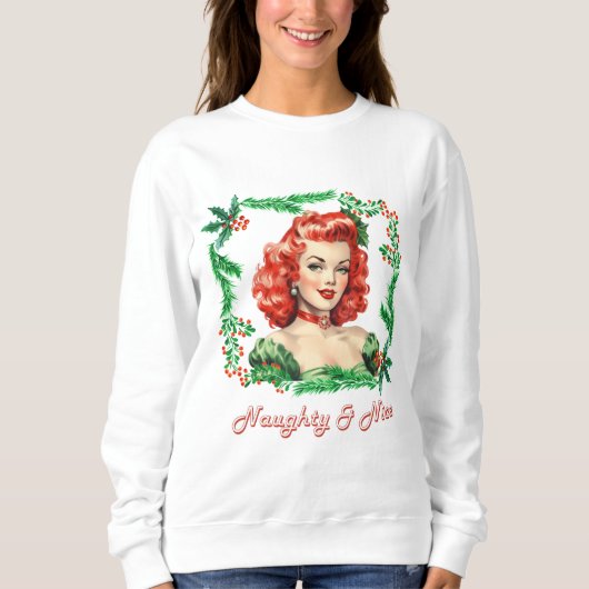 Ondeugend & Mooi Retro Kerstmis Pinup Trui (Voorkant)