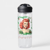 Ondeugend & Mooi Retro Kerstmis Pinup Waterfles (Voorkant)