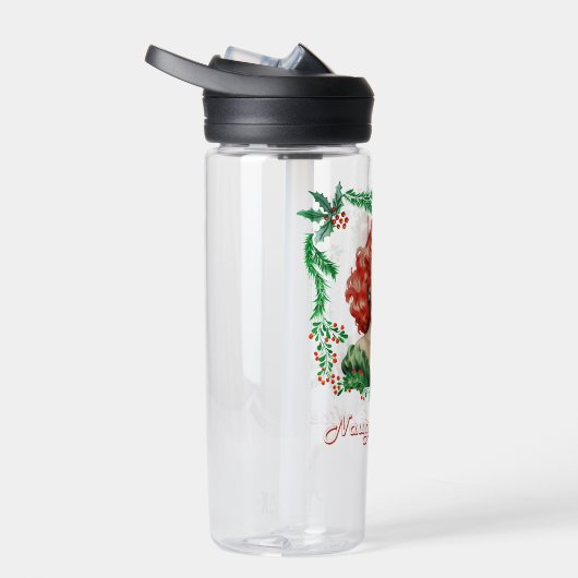 Ondeugend & Mooi Retro Kerstmis Pinup Waterfles (Rechts)