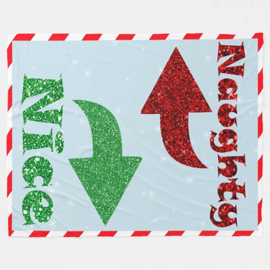 Ondeugend & Mooi Schattige Blauw Kerstmis Fleece Deken (Voorkant (Horizontaal))