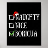 Ondeugend Nice Boricua Grappig Puerto Rico Santa H Poster (Voorkant)