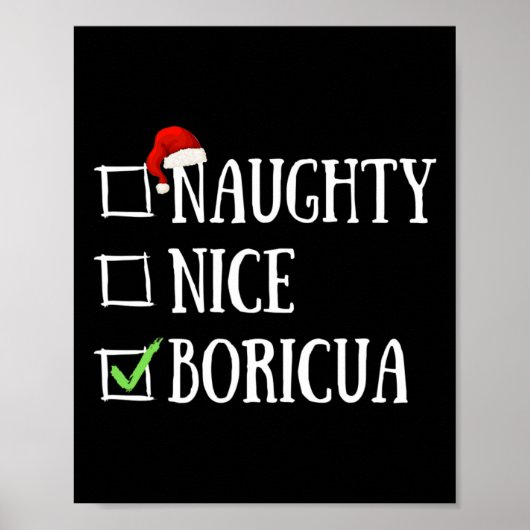 Ondeugend Nice Boricua Grappig Puerto Rico Santa H Poster (Voorkant)