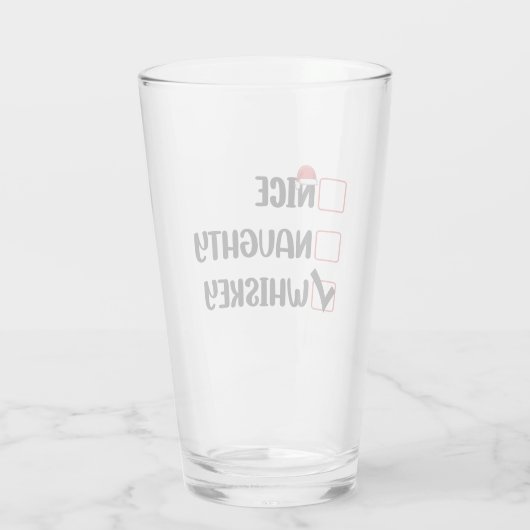 Ondeugend Nice Whiskey Santa Kerstlijst Glas (Achterkant)