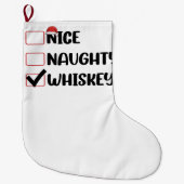 Ondeugend Nice Whiskey Santa Kerstlijst Grote Kerstsok (Voorkant)