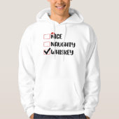 Ondeugend Nice Whiskey Santa Kerstlijst Hoodie (Voorkant)