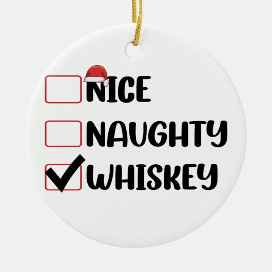 Ondeugend Nice Whiskey Santa Kerstlijst Keramisch Ornament (Voorkant)