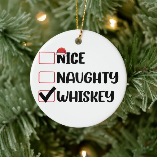 Ondeugend Nice Whiskey Santa Kerstlijst Keramisch Ornament (Boom)